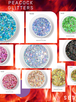 PEACOCK set of 12 glitters