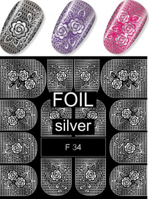"Exquisite" Slider Nail Art Decoration F034 Silver