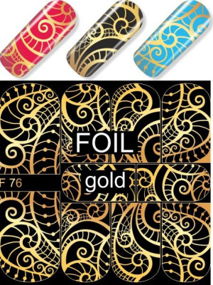 "Exquisite" Slider Nail Art Decoration F076 gold