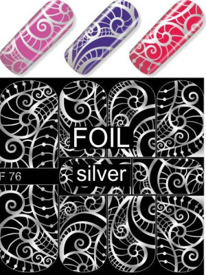 "Exquisite" Slider Nail Art Decoration F076 silver