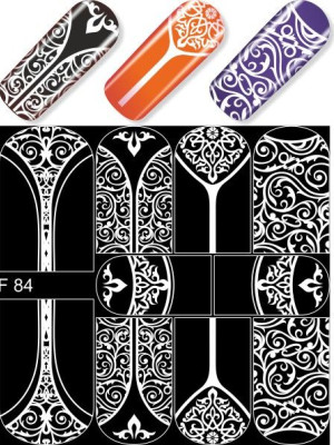 "Exquisite" Slider Nail Art Decoration F084 white 