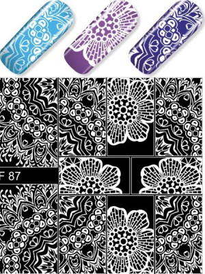 "Exquisite" Slider Nail Art Decoration F087 white 