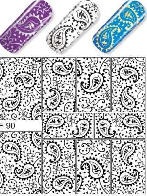 "Exquisite" Slider Nail Art Decoration F090 black