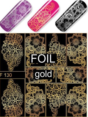 "Exquisite" Slider Nail Art Decoration F130 gold