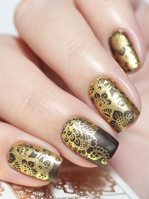"Exquisite" Slider Nail Art Decoration F130 gold