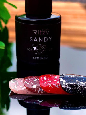 SANDY ARGENTO Top Coat Gel (glossy with silver foil)